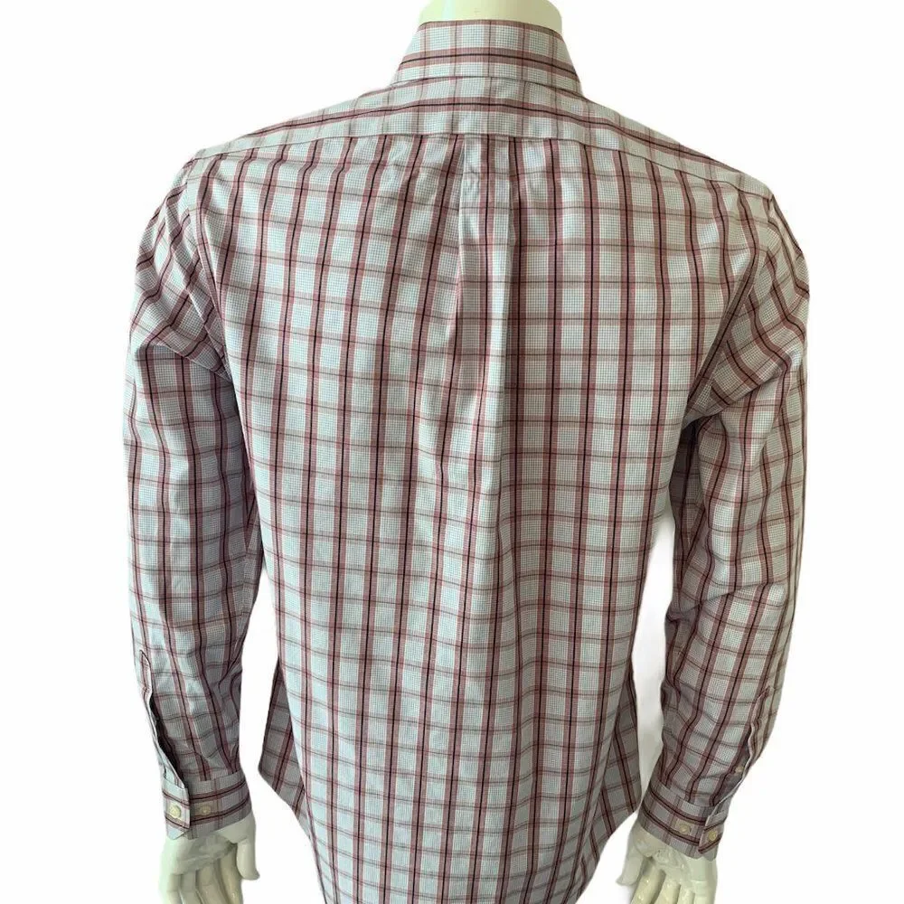 Banana Republic Button Up Dress Shirt‎ Men's Small Windowpane Plaid Formal Top